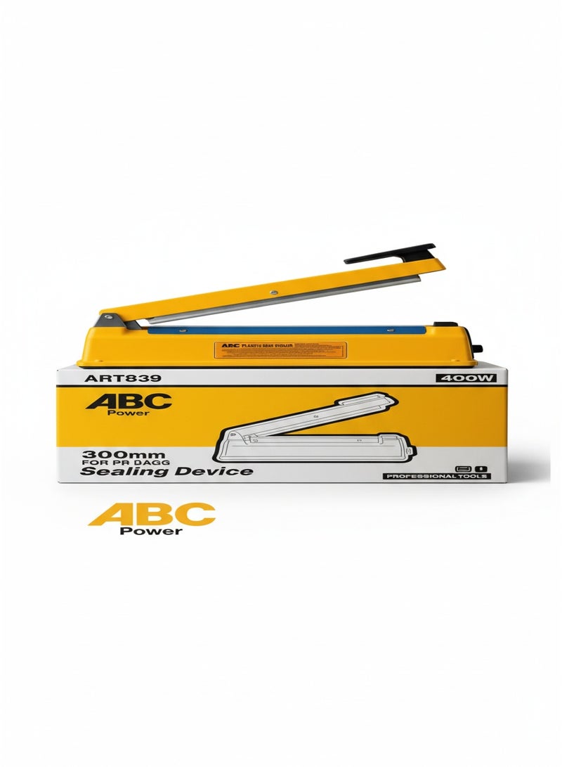 ABC Impulse Sealer 300mm , ART839 Metal Bag Sealing Machine 400W for Plastic & Poly Bags, Hand Press Heat Sealer for Packaging, Food Storage, Shops & Industrial Use - Image 2